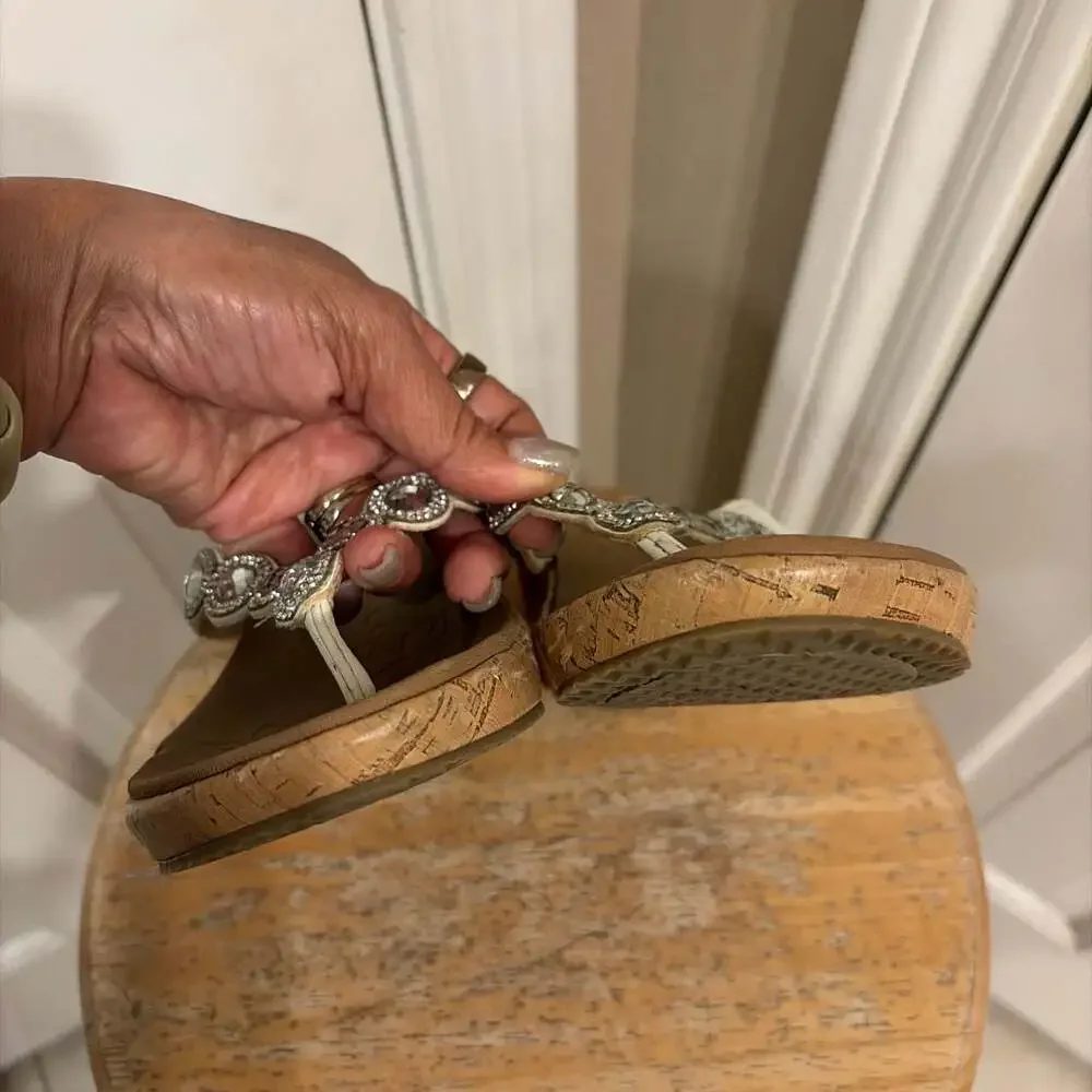 Skechers Cali Beverlee Bizzy Babe Rhinestone Cork Wedge Sandals